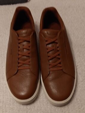 Cole Haan Men's Brown Leather Low-Top Sneakers with White Sole